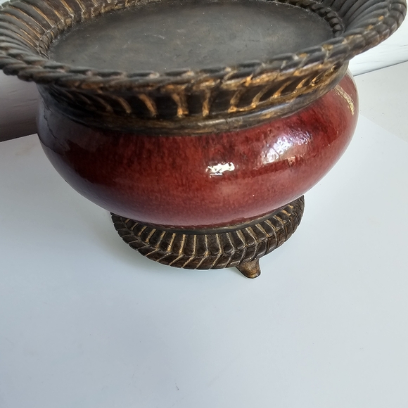 FITZ & FLOYD CLASSICS SANG DE BOEUF CONSOLE FOOTED CANDLE HOLDER OXBLOOD COLOR 2 - Picture 10 of 10